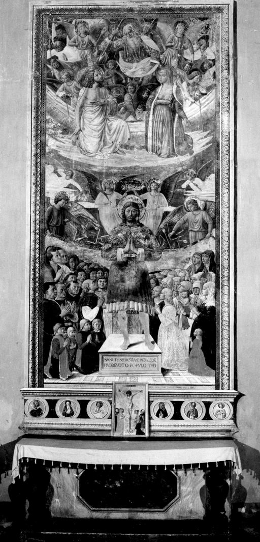San Sebastiano protegge il popolo di San Gimignano (dipinto) di Benozzo di Lese detto Benozzo Gozzoli (sec. XV)