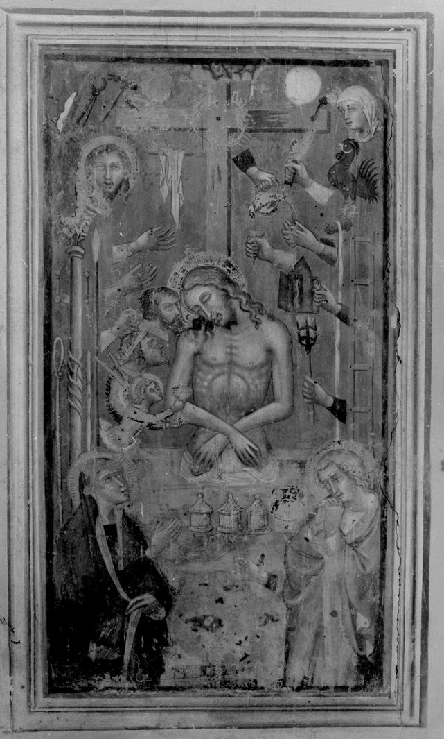 Cristo in pietà tra la Madonna e San Giovanni Evangelista (dipinto) di Bartolo di Fredi (attribuito) (seconda metà sec. XIV)