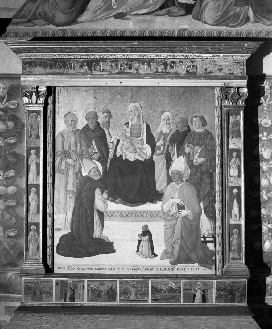 Madonna con Bambino Santi e donatore (dipinto) di Pier Francesco Di Bartolomeo Fiorentino (sec. XV)