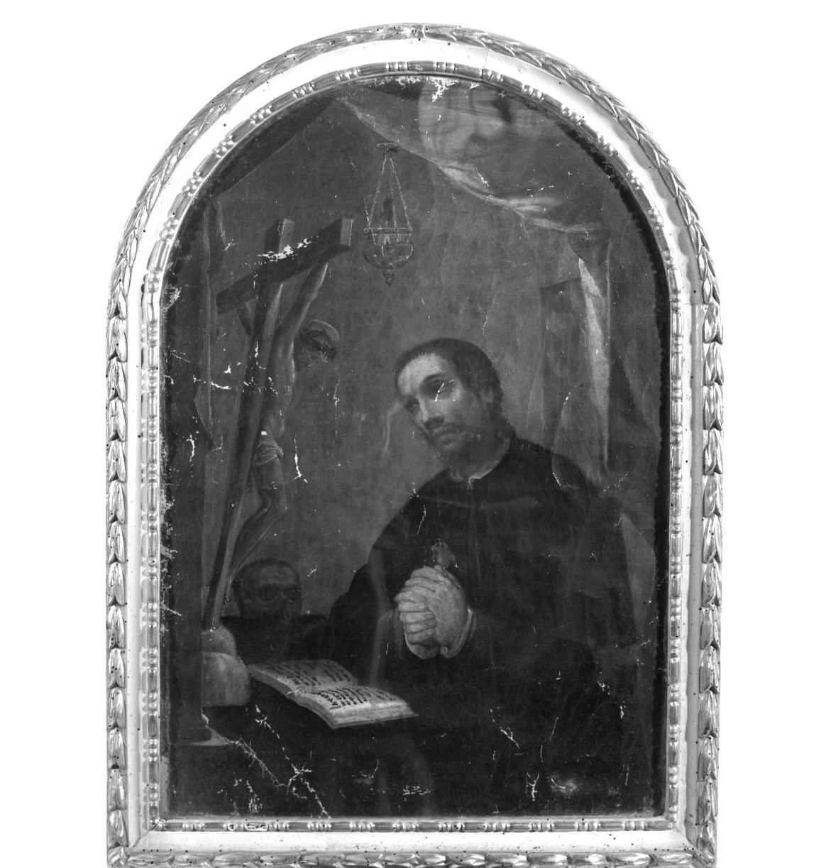 beato Andrea Gallerani prega davanti al crocifisso (dipinto) di Casolani Alessandro (sec. XVI)