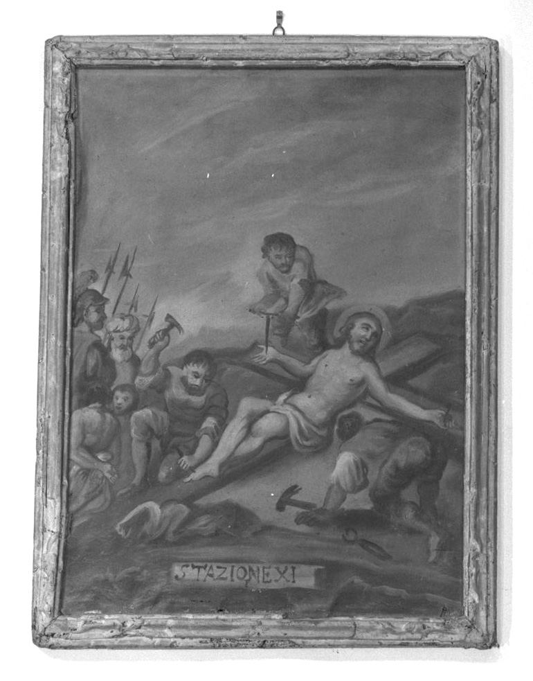 stazione XI: Gesù inchiodato alla croce (dipinto) - ambito toscano (sec. XVIII)