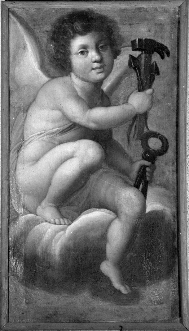 angelo con strumenti della passione (dipinto) di Barbiani Bartolomeo (sec. XVII)