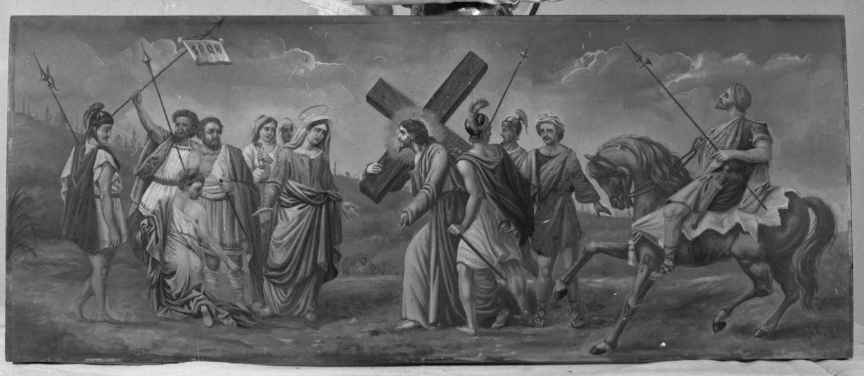 stazione IV: Gesù incontra la Madonna (dipinto) di Tarugi Sallustio (sec. XIX)