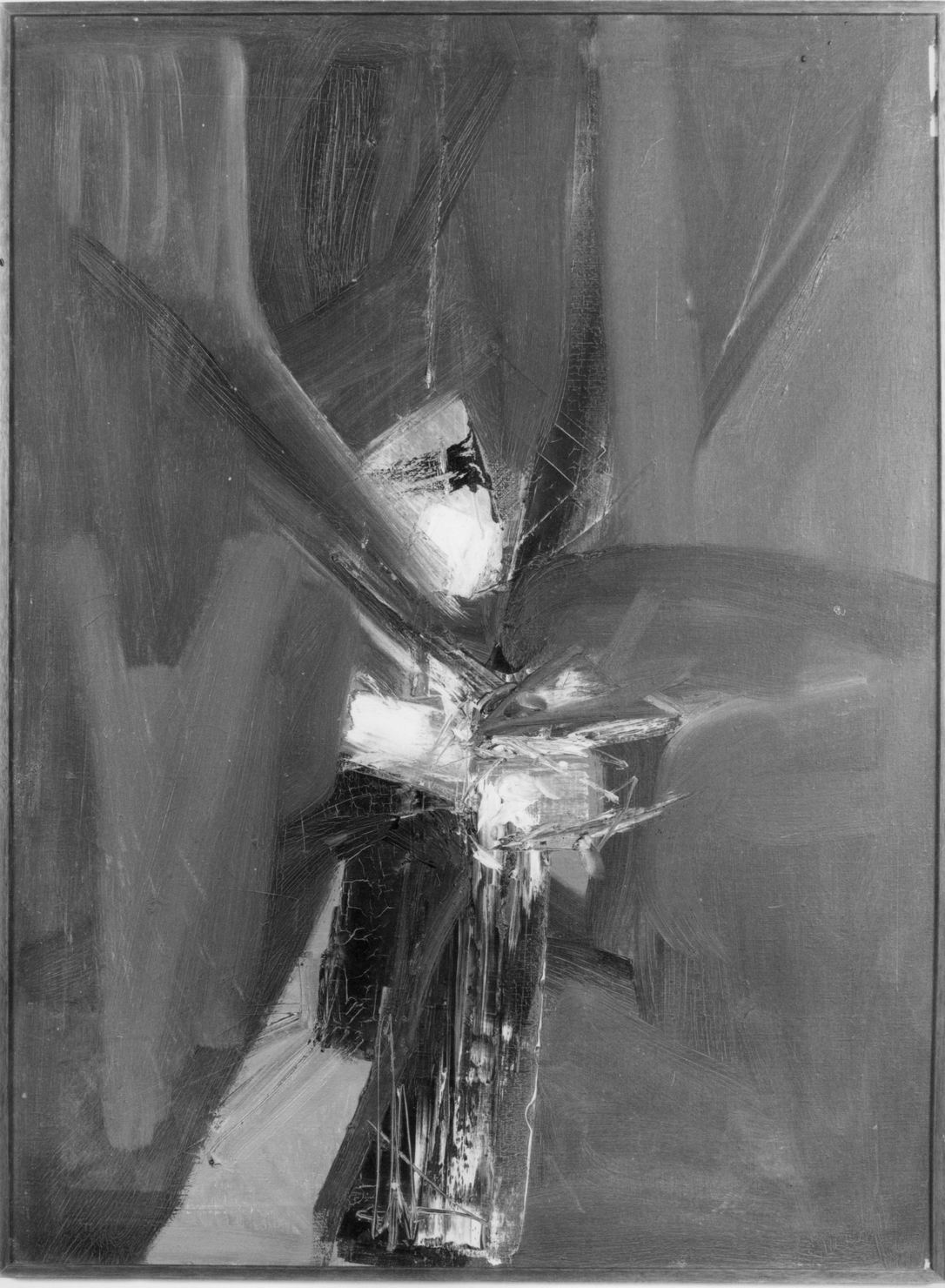 Tensione-Spazio, composizione astratta (dipinto) di Fallani Mario (sec. XX)