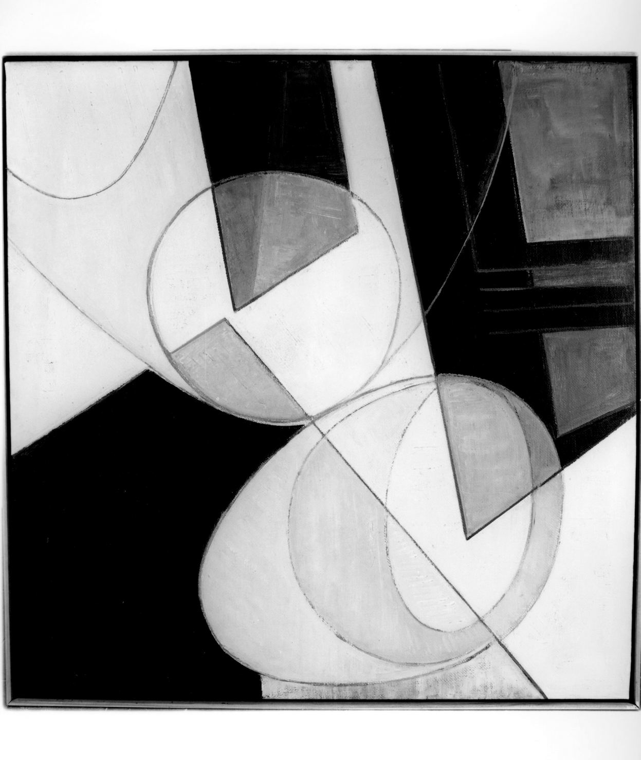 Incontri dinamici, composizione astratta (dipinto) di Bozzolini Silvano (sec. XX)