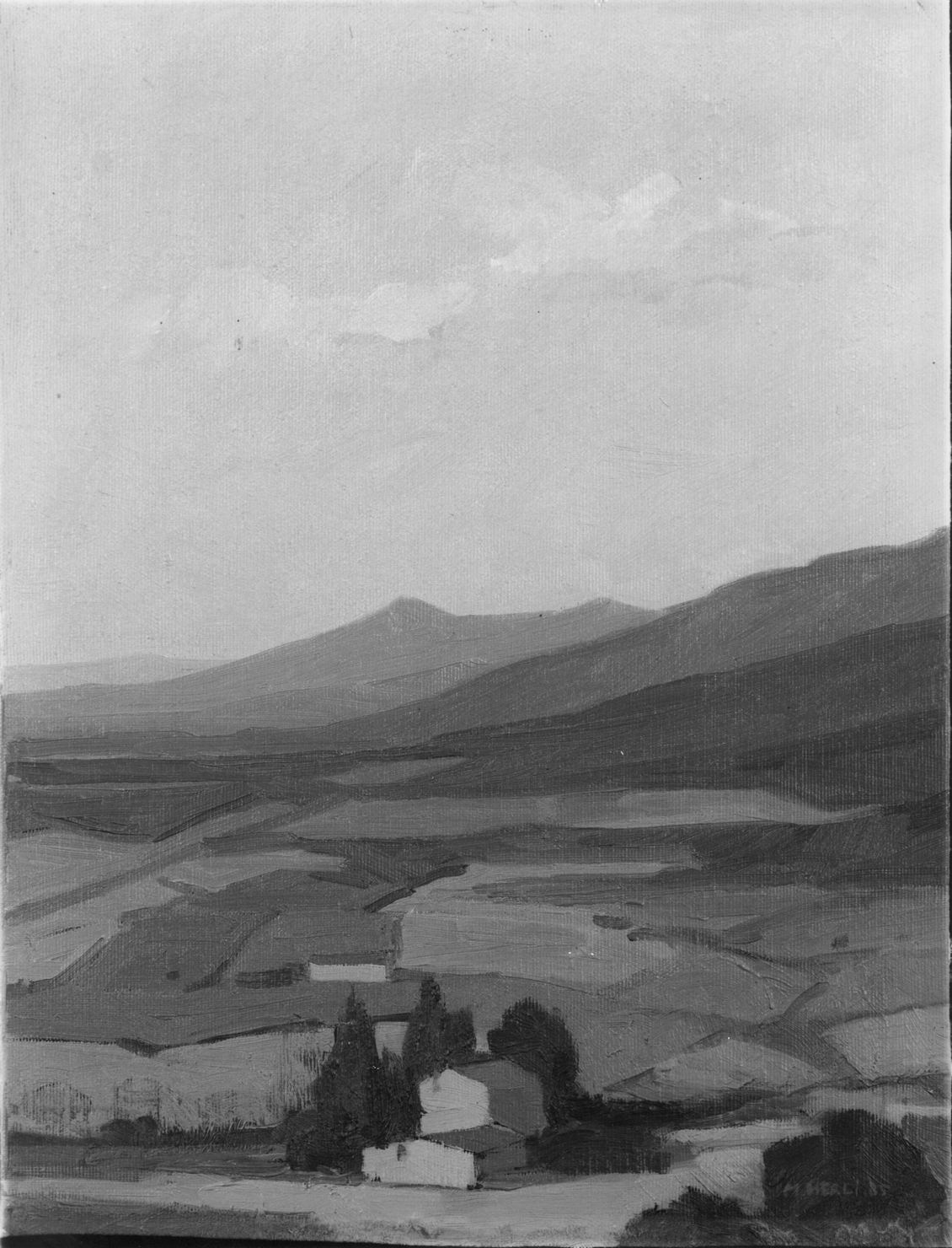paesaggio rurale (dipinto) di Merli Mario (ultimo quarto sec. XX)
