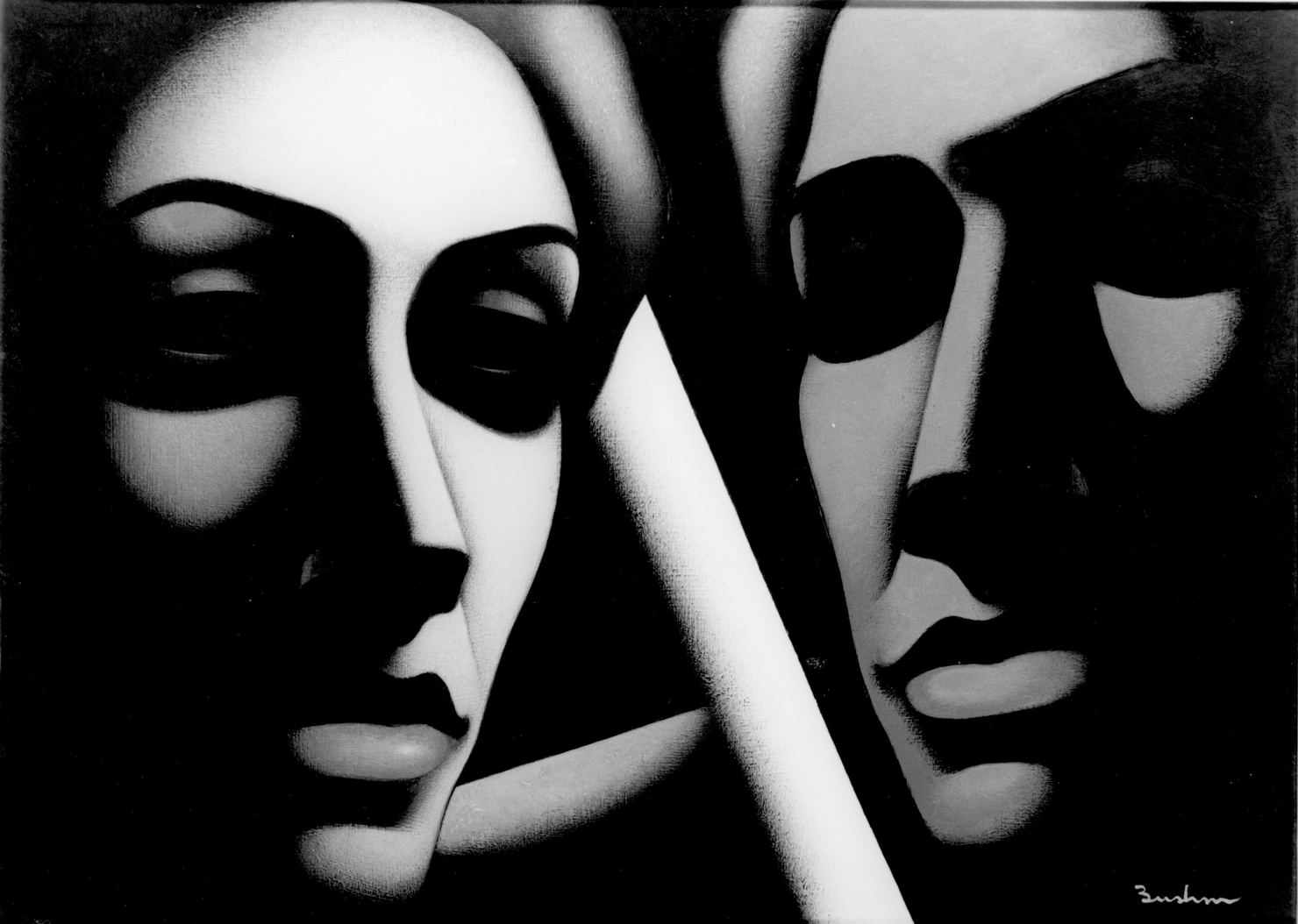 doppio ritratto (dipinto) di Bushm(?) (ultimo quarto sec. XX)