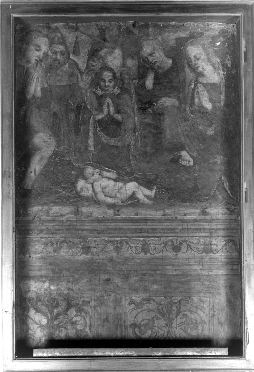 adorazione di Gesù Bambino (dipinto, opera isolata) - ambito senese (sec. XVI)