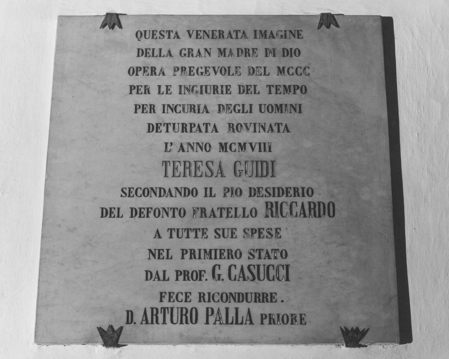 lapide documentaria - bottega toscana (sec. XX)