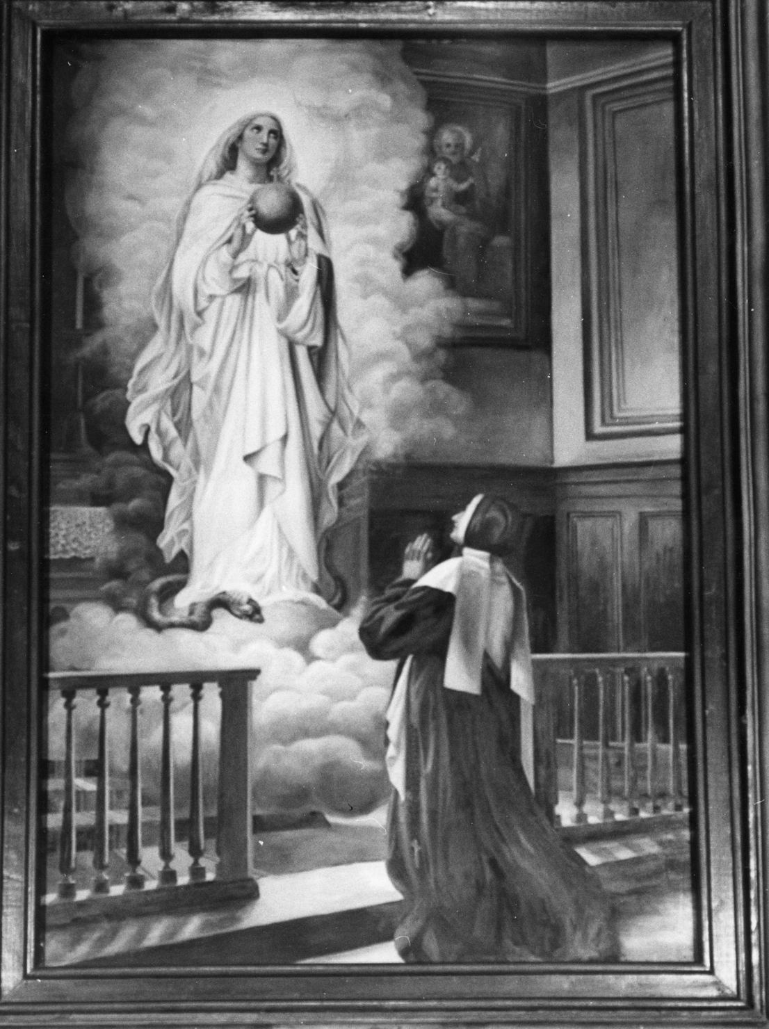 apparizione della Immacolata Concezione a Caterina Labourè (dipinto, elemento d'insieme) di Ginanneschi Fioranna (prima metà sec. XX)