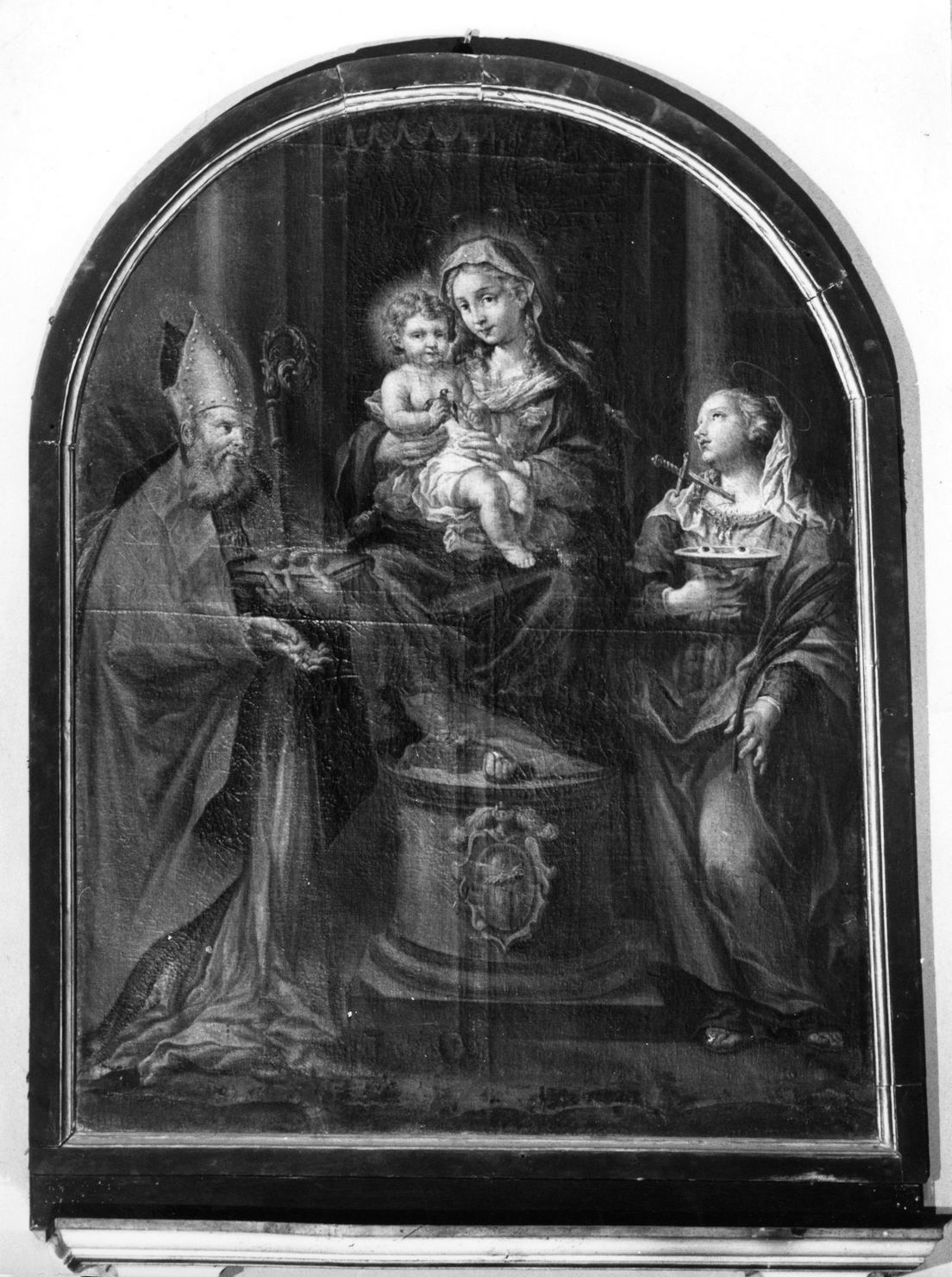 Madonna con bambino San Nicola di Bari Santa Lucia (dipinto, opera isolata) - ambito senese (seconda metà sec. XVII)