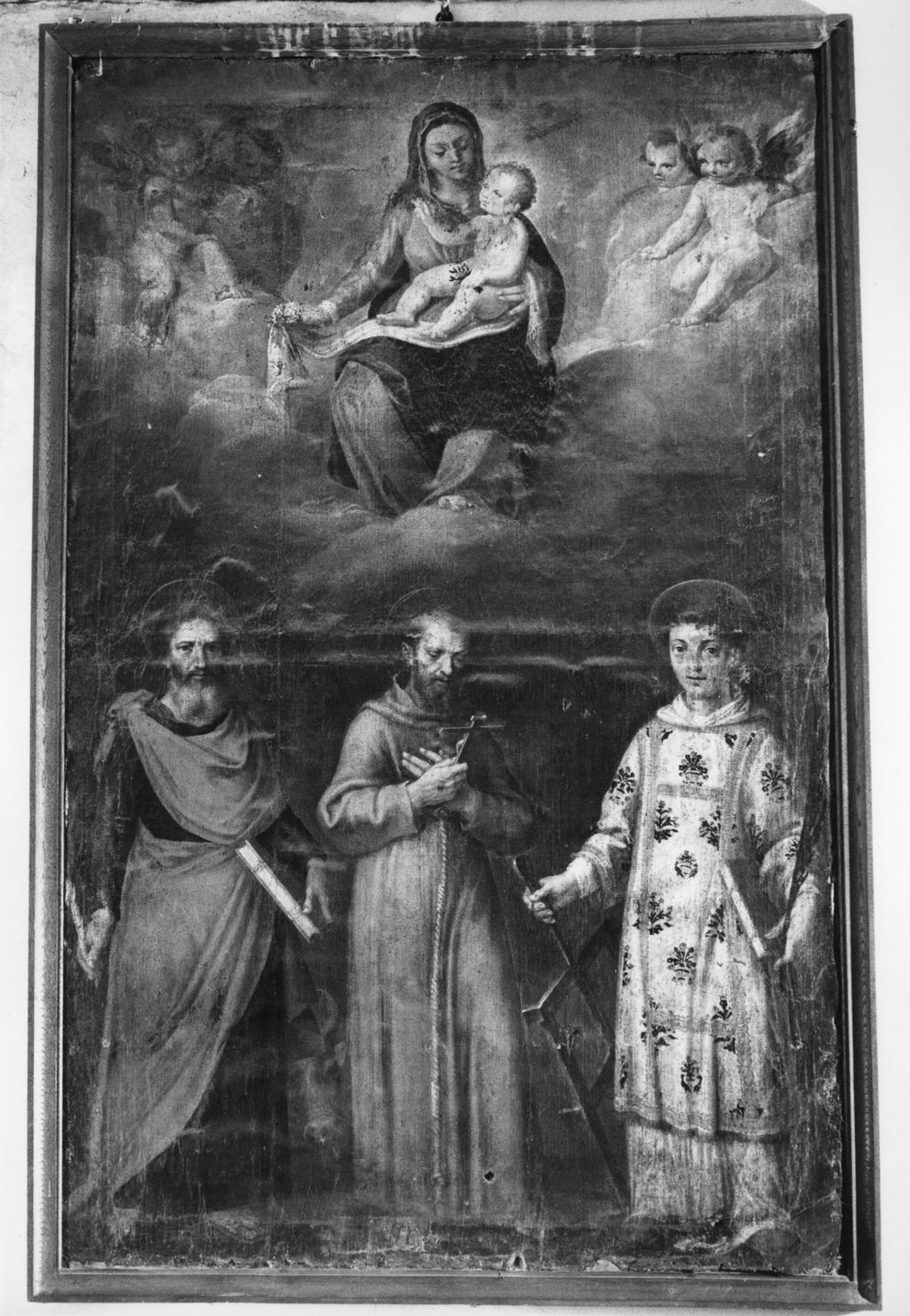 Madonna con il Bambino in gloria tra San Luca San Francesco San Lorenzo (dipinto) - ambito senese (prima metà sec. XVII)