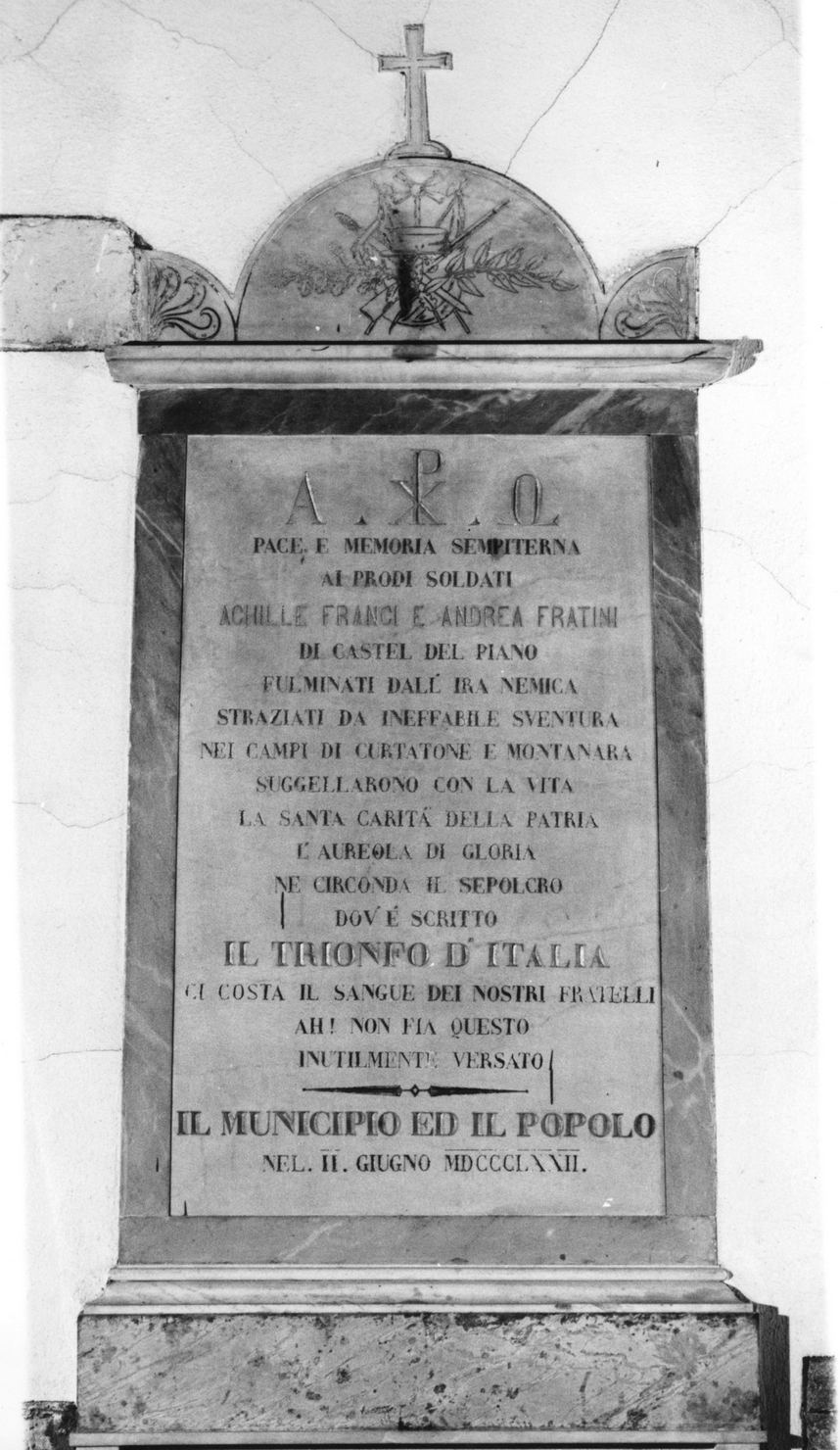 lapide commemorativa - bottega amiatina (sec. XIX)