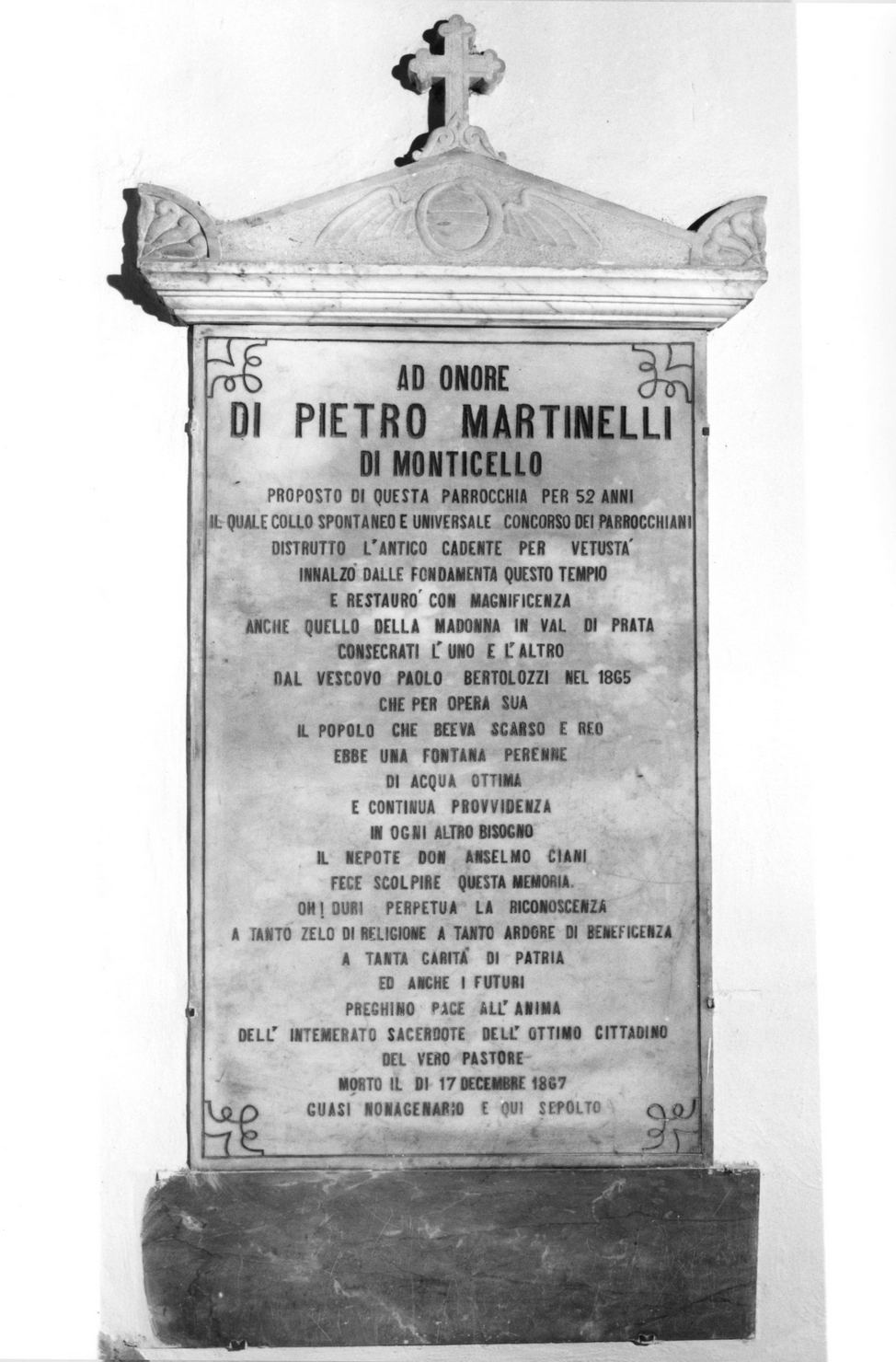 lapide commemorativa, opera isolata - bottega senese (seconda metà sec. XIX)