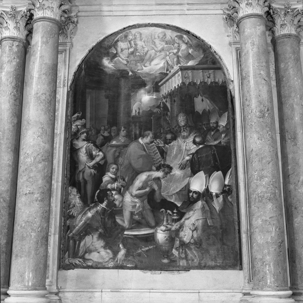 San Silvestro battezza l'imperatore Costantino (dipinto) di Vanni Francesco (sec. XVI)