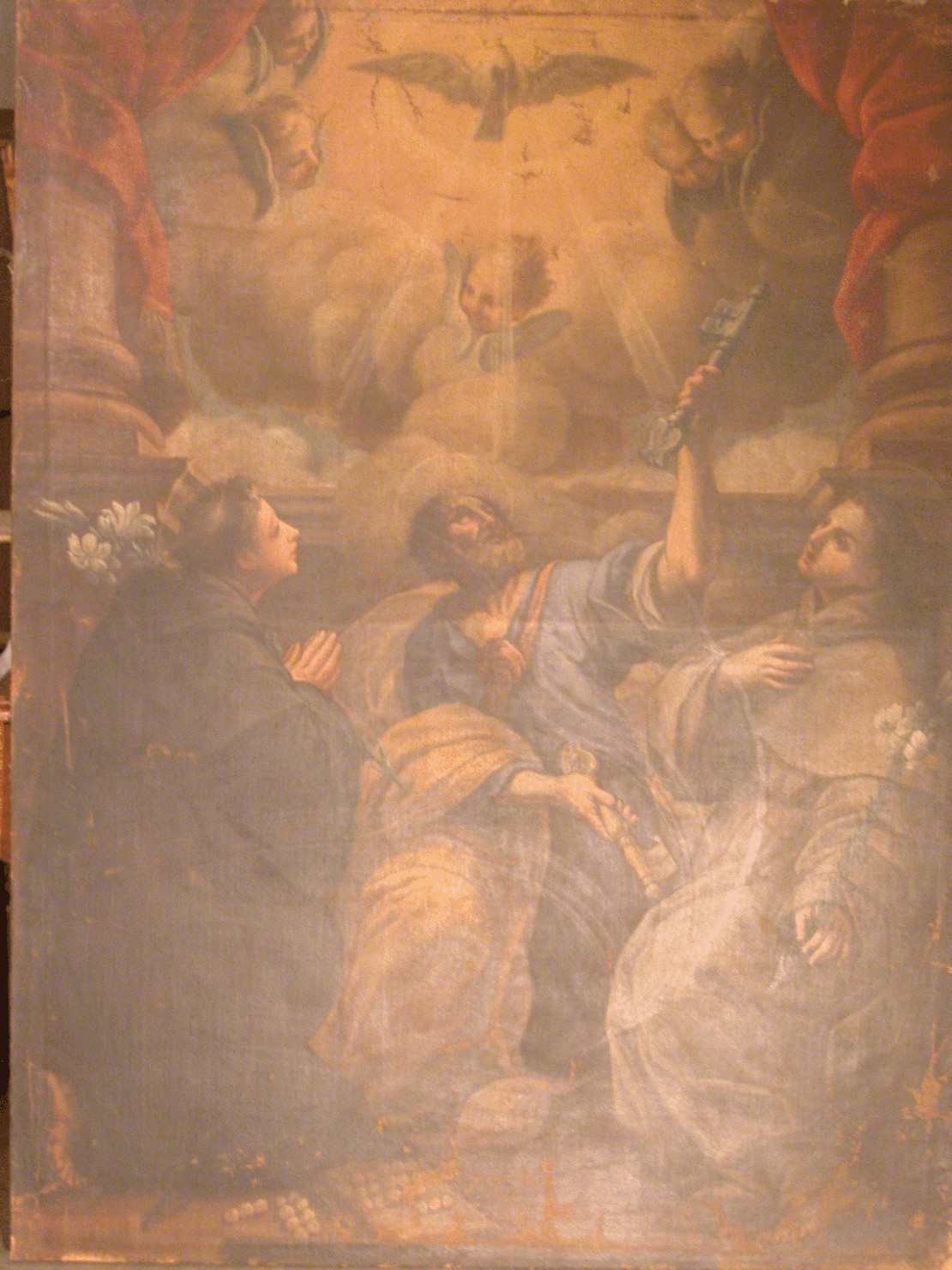 colomba dello Spirito Santo e Santi (dipinto) - ambito senese (fine sec. XVII)