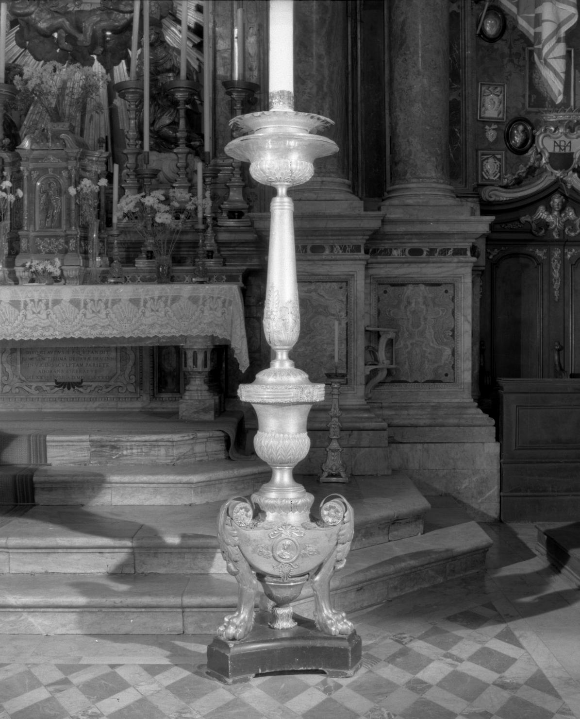 candelabro, serie - bottega senese (sec. XIX)