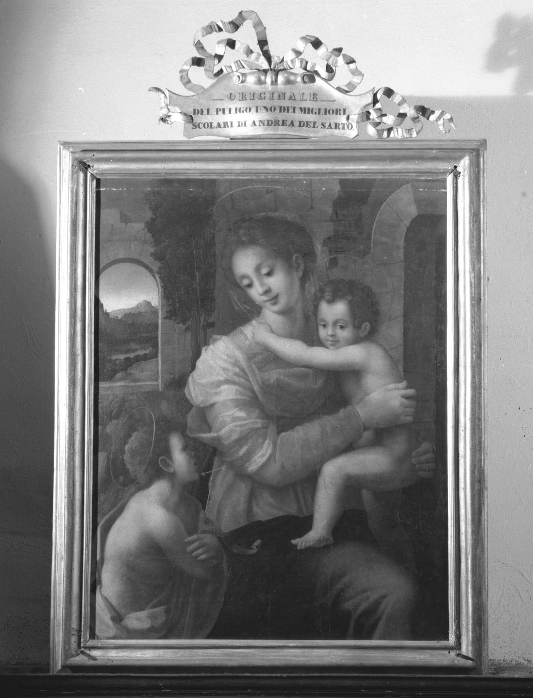 Madonna con Bambino e San Giovannino (dipinto) di Andrea d'Agnolo detto Andrea del Sarto (attribuito), Ubaldini Domenico di Barolomeo detto Puligo (attribuito) (sec. XVI)