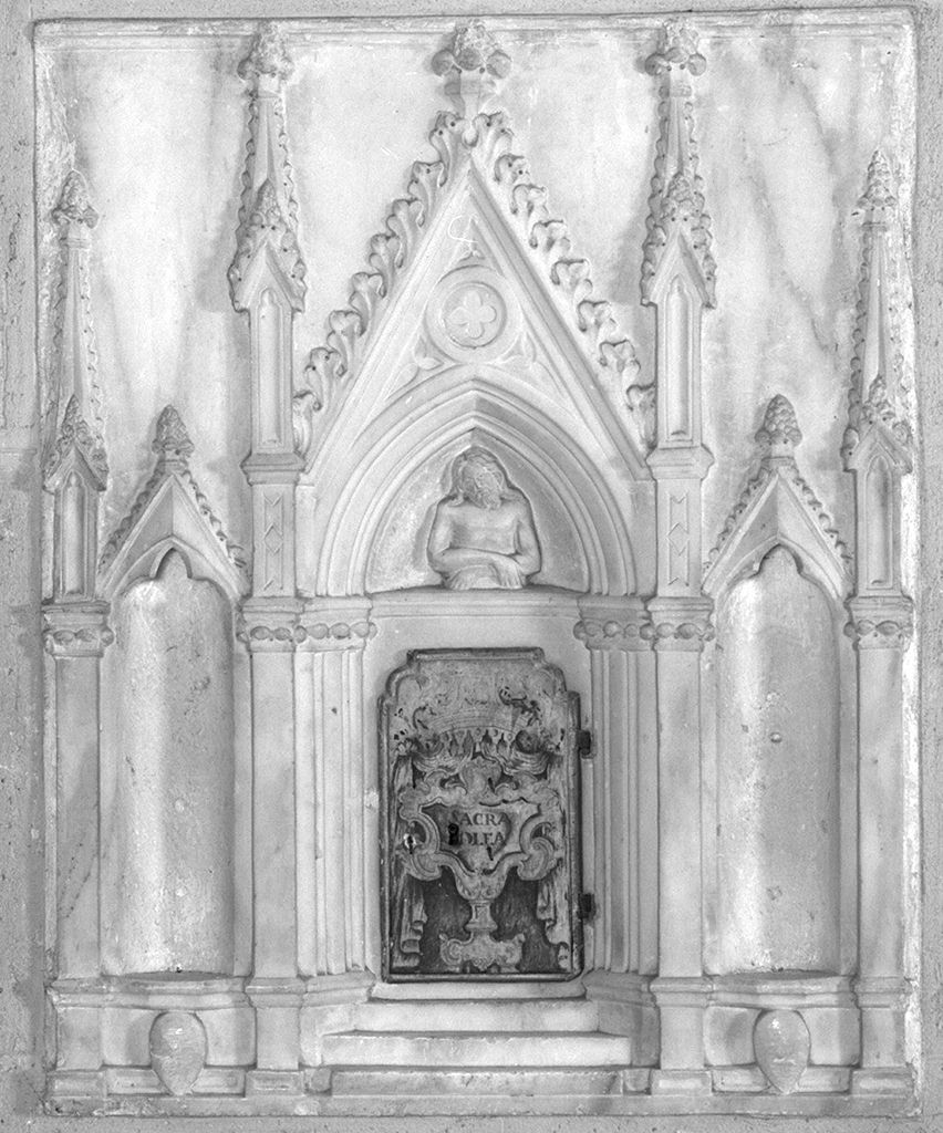 Cristo in pietà (armadietto per oli santi) - ambito senese (ultimo quarto sec. XIV)