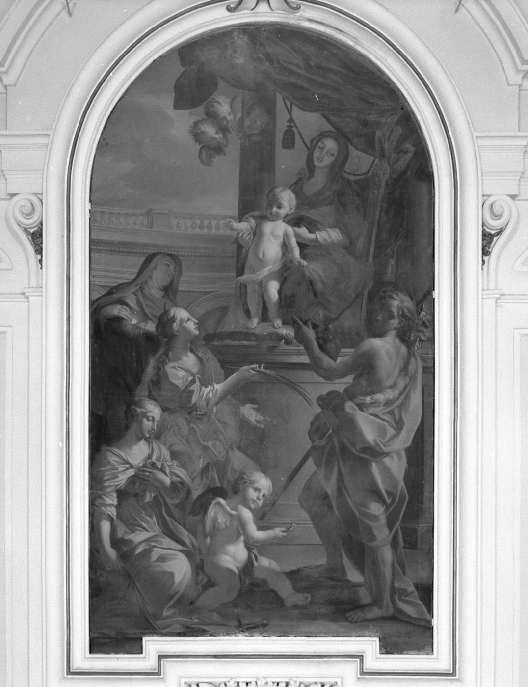 Madonna con Bambino e Santi (dipinto) di Pozzo Andrea (sec. XVIII)