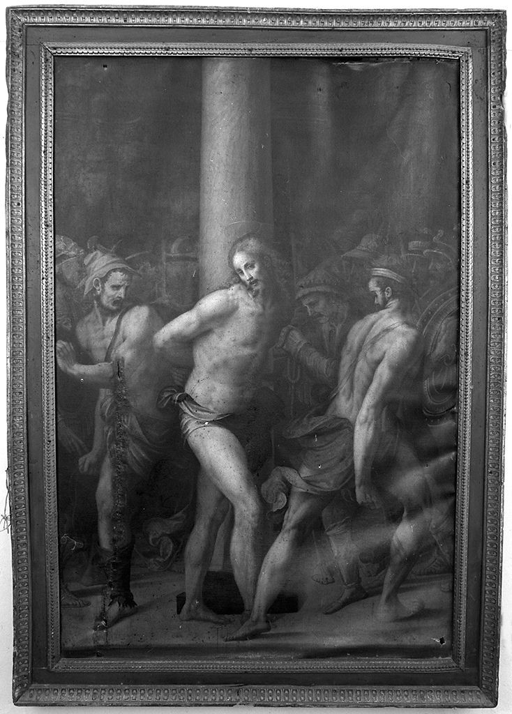 Cristo alla colonna/ Cristo deposto con le pie donne (stendardo, elemento d'insieme) di Tosini Michele detto Michele di Ridolfo del Ghirlandaio (sec. XVI)