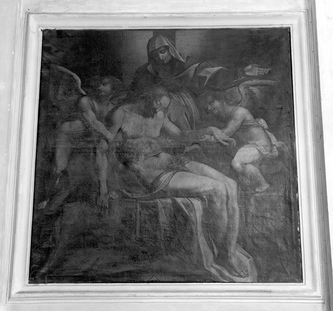 Cristo in pietà sorretto da angeli (dipinto) - ambito toscano (secc. XVI/ XVII)