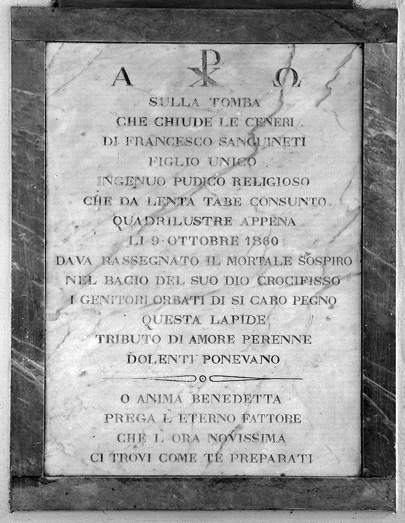 lapide tombale - produzione toscana (sec. XIX)