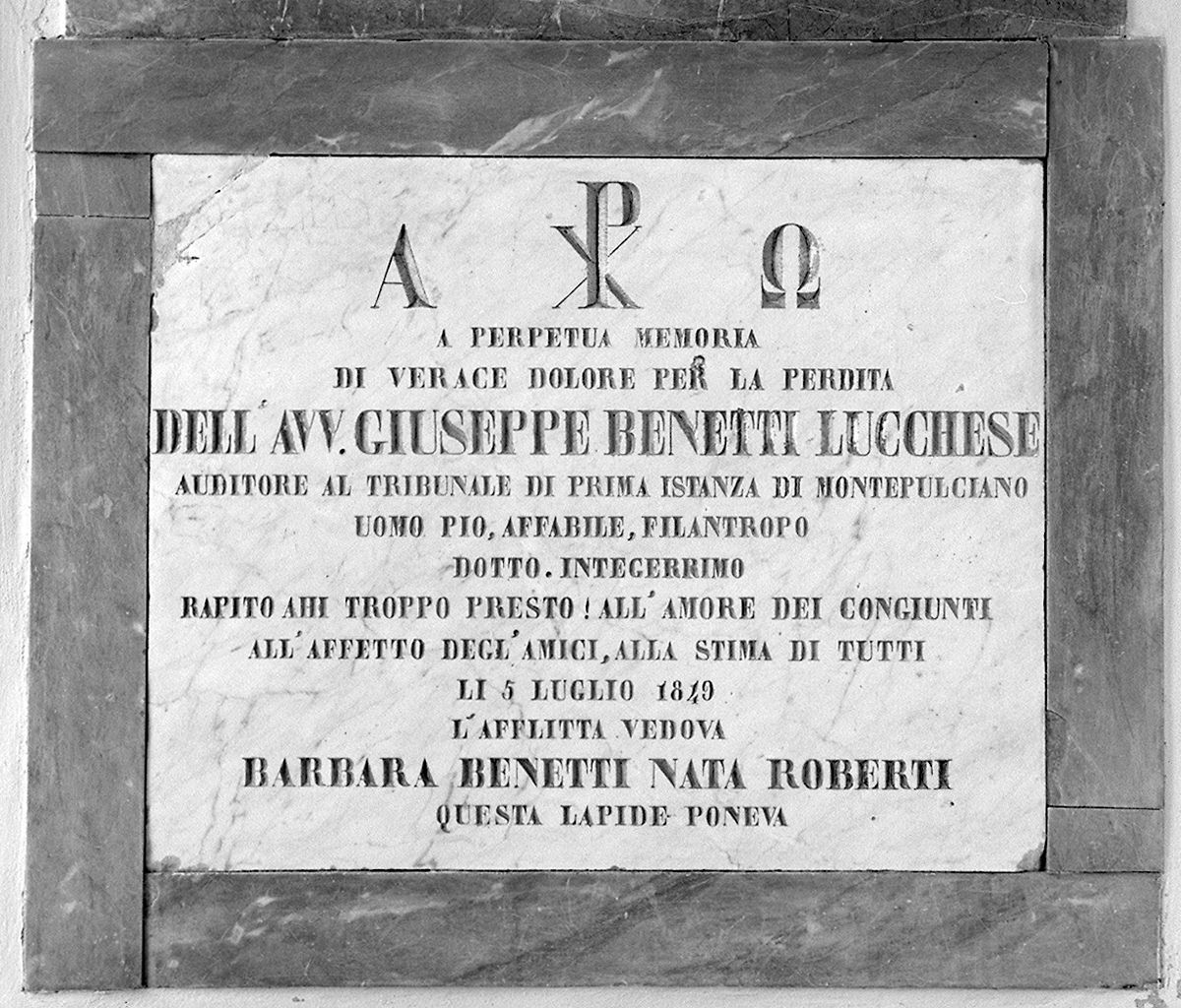 lapide tombale - produzione toscana (sec. XIX)