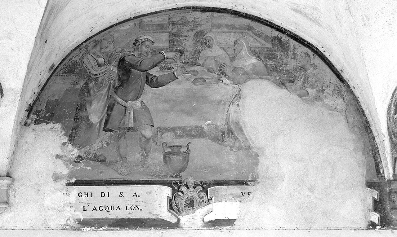 Sant'Agnese da Montepulciano compie il miracolo della conversione dell'acqua in vino (dipinto, elemento d'insieme) di Ciocchi Ulisse (sec. XVII)