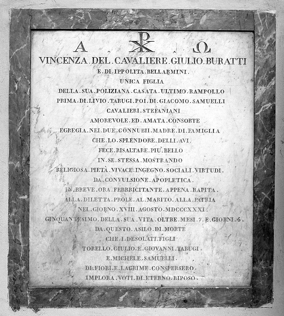 lapide tombale - bottega senese (sec. XIX)