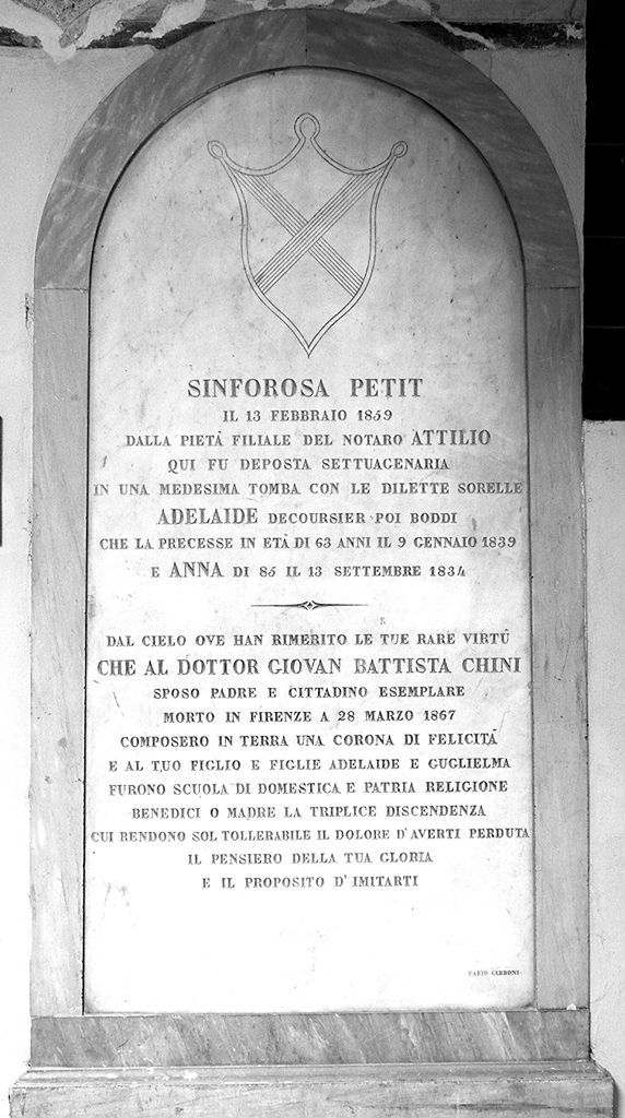 stemma gentilizio (lapide tombale) di Cerboni Fabio (sec. XIX)