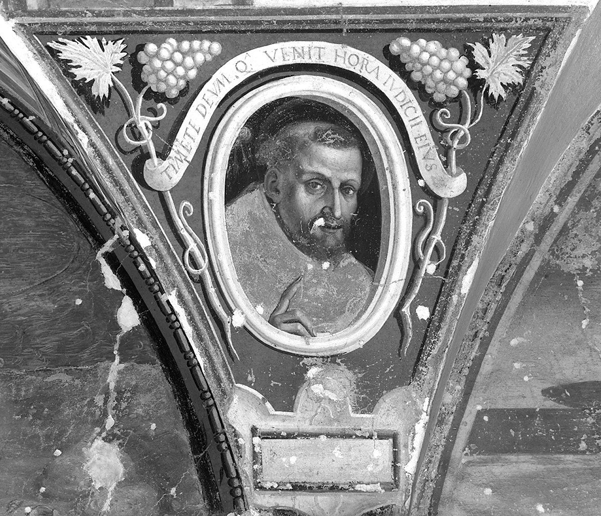 testa di santo (dipinto, elemento d'insieme) - ambito aretino (sec. XVII)