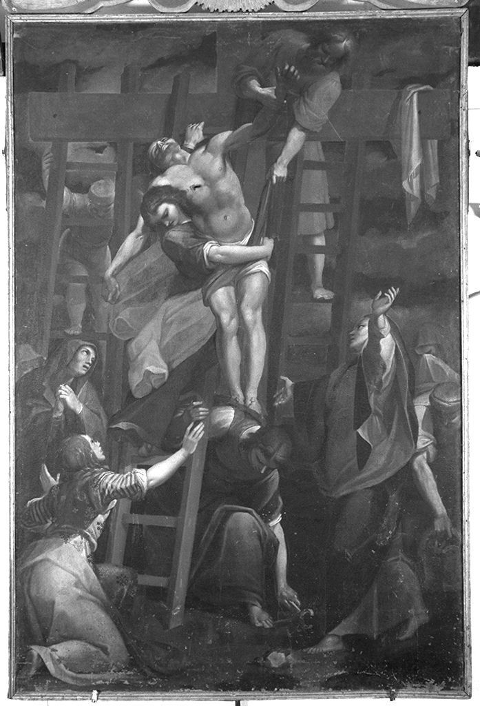 deposizione di Cristo dalla croce (dipinto, elemento d'insieme) - ambito romano (?) (fine sec. XVI)