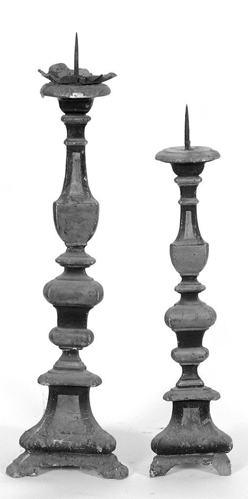candeliere d'altare, serie - bottega toscana (secc. XVIII/ XIX)