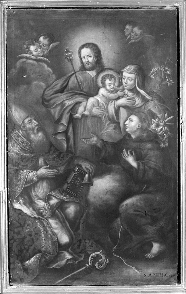 San Giuseppe e Gesù Bambino tra Santi (dipinto, elemento d'insieme) - ambito senese (sec. XVIII)