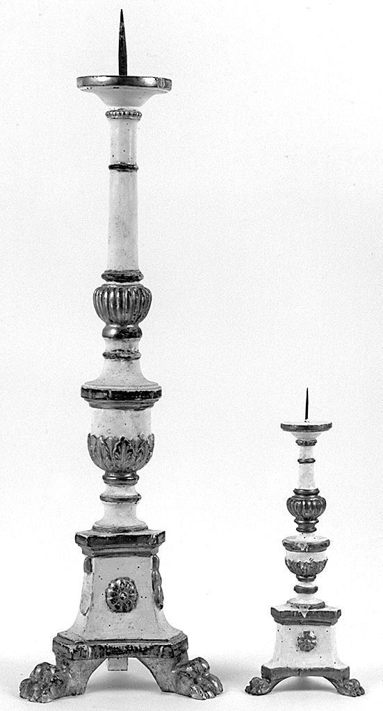 candeliere d'altare, serie - bottega toscana (secc. XVIII/ XIX)