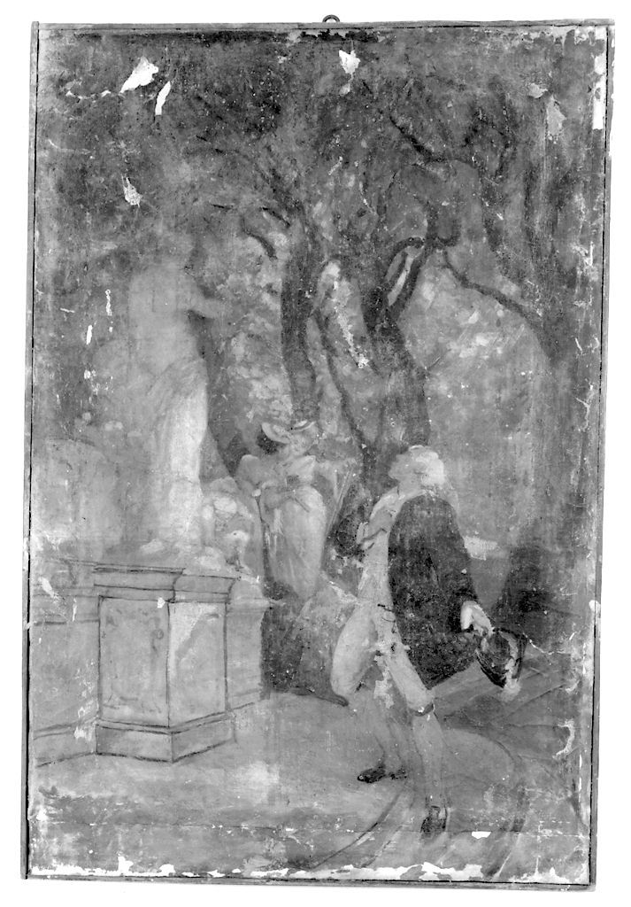 gentiluomo in giardino (dipinto) di Cassioli Giuseppe (secc. XIX/ XX)