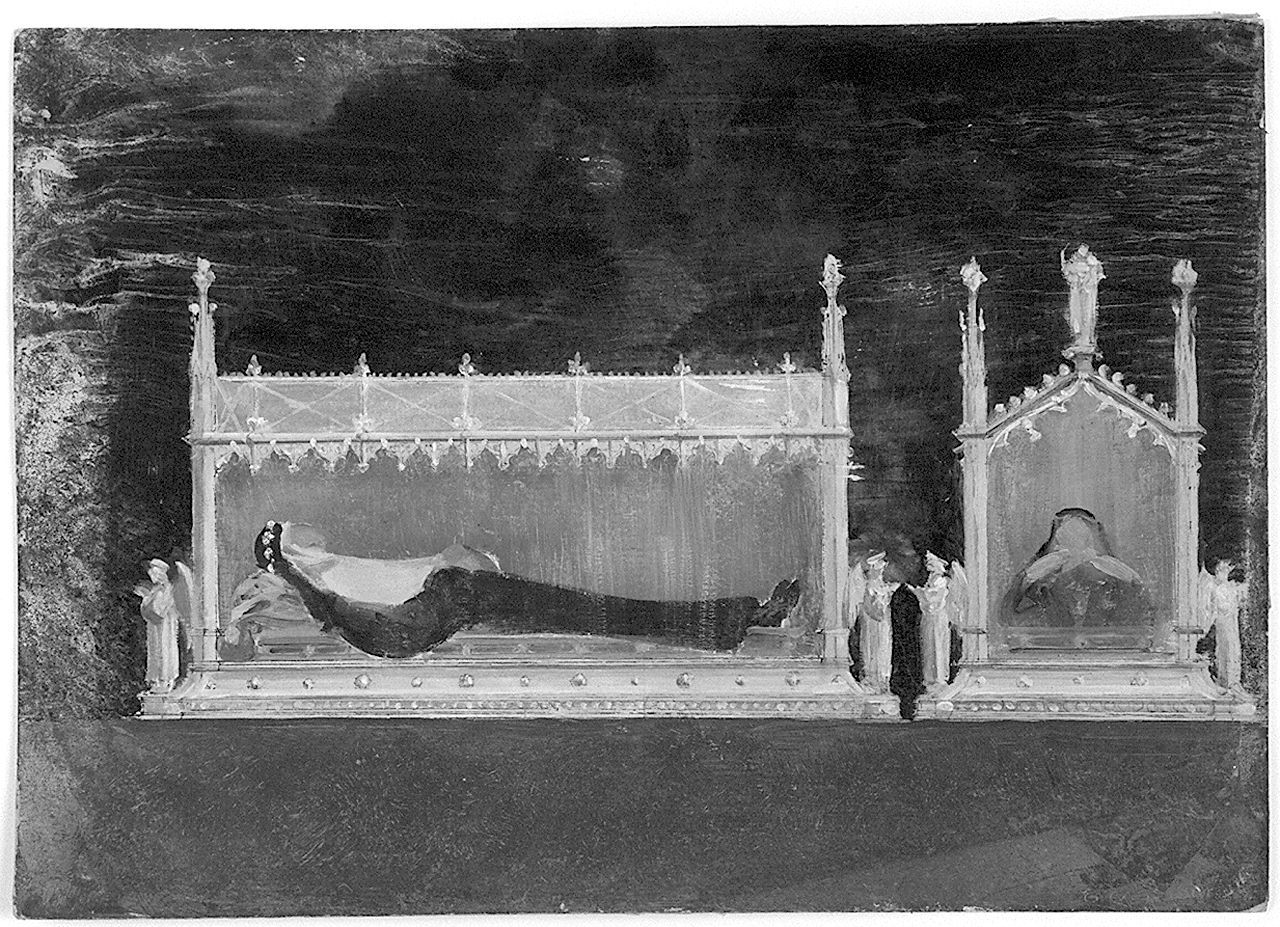 progetto di sarcofago (dipinto) di Cassioli Giuseppe (secc. XIX/ XX)