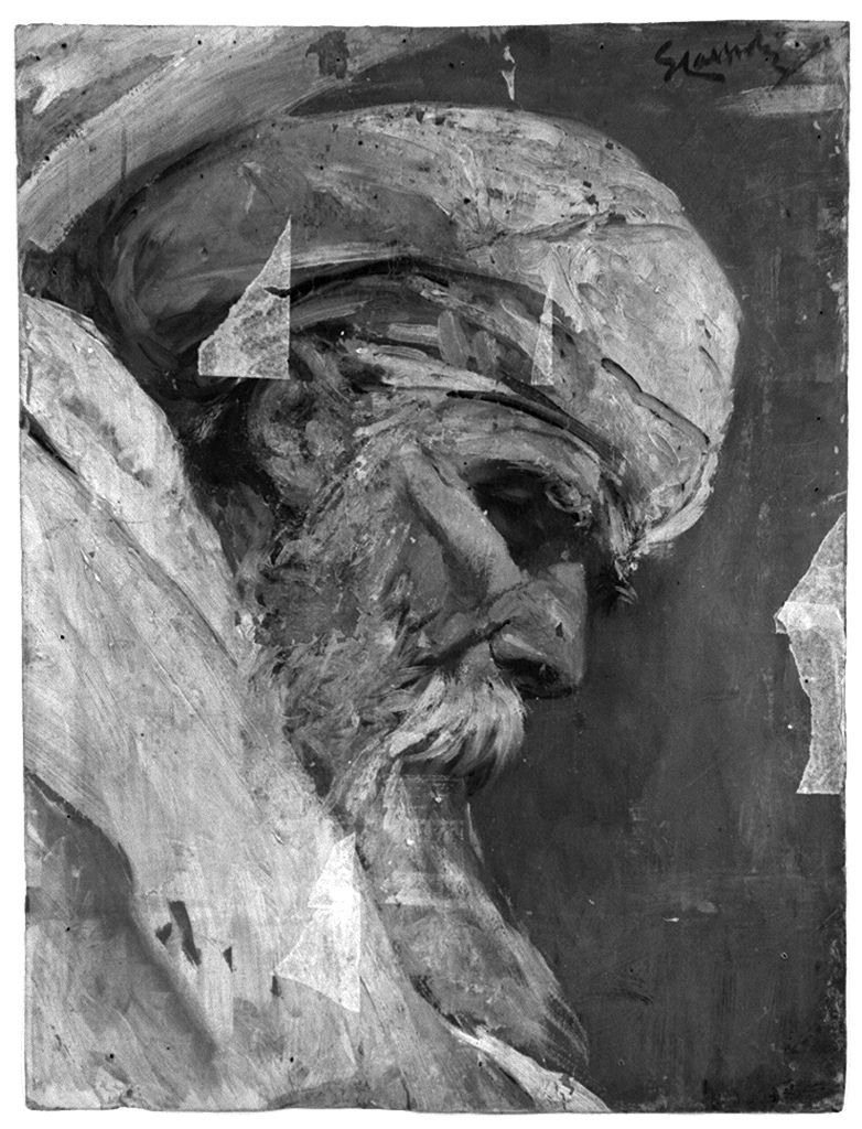busto di vecchio (dipinto) di Cassioli Giuseppe (secc. XIX/ XX)