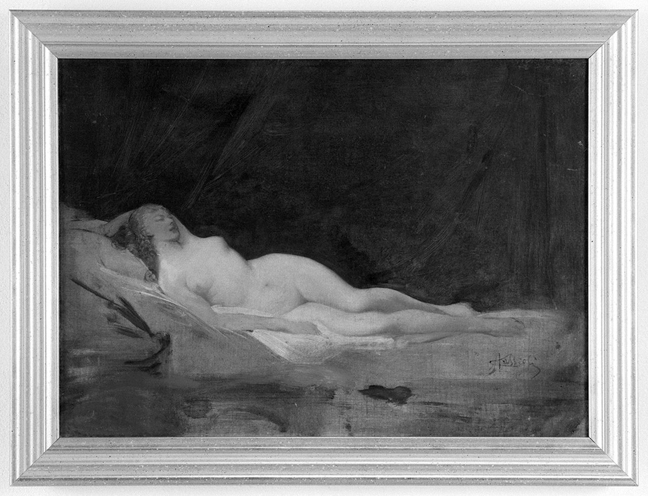 figura femminile nuda (dipinto) di Cassioli Amos (sec. XIX)
