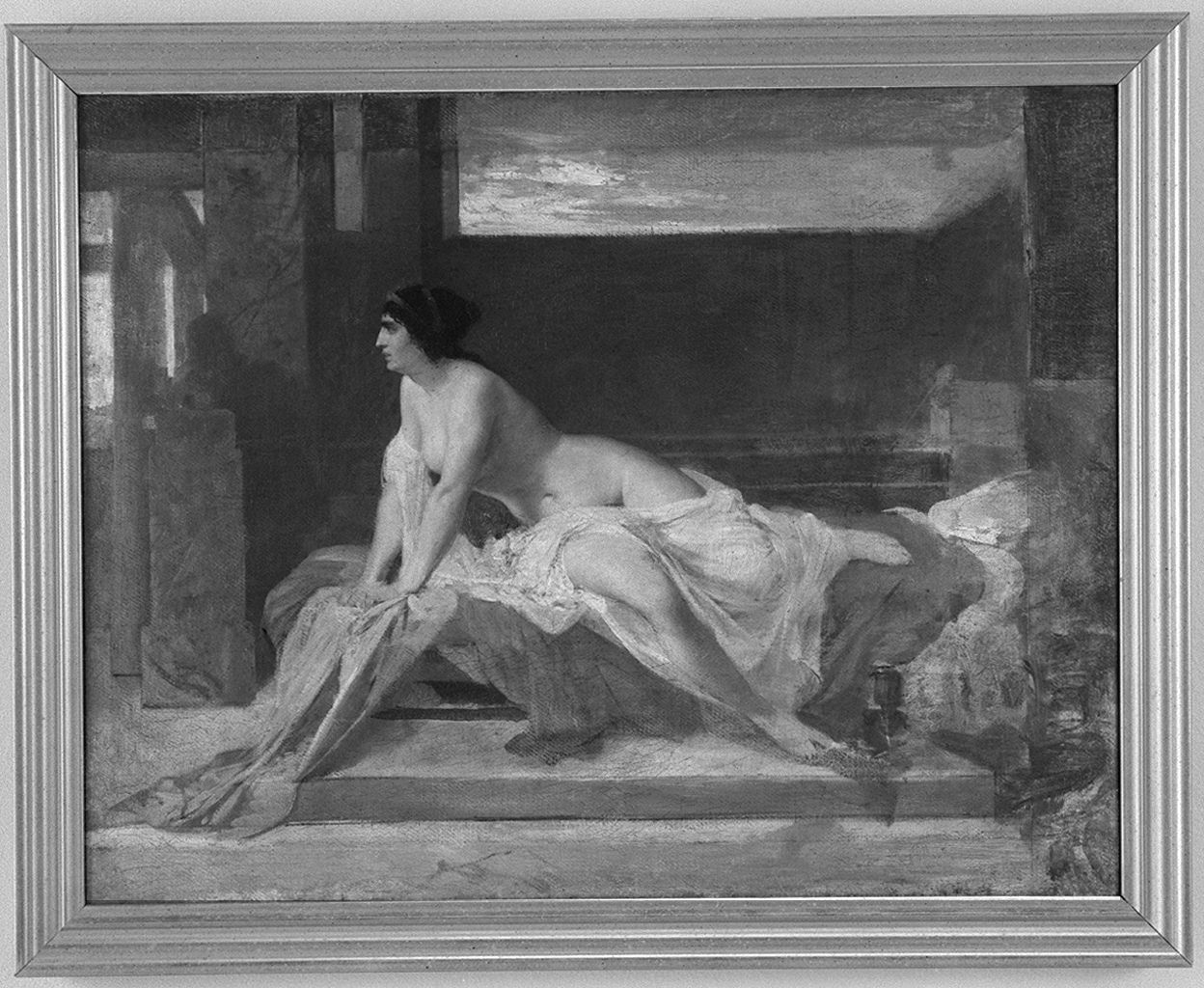 moglie di Putifarre sul letto (dipinto) di Cassioli Amos (sec. XIX)