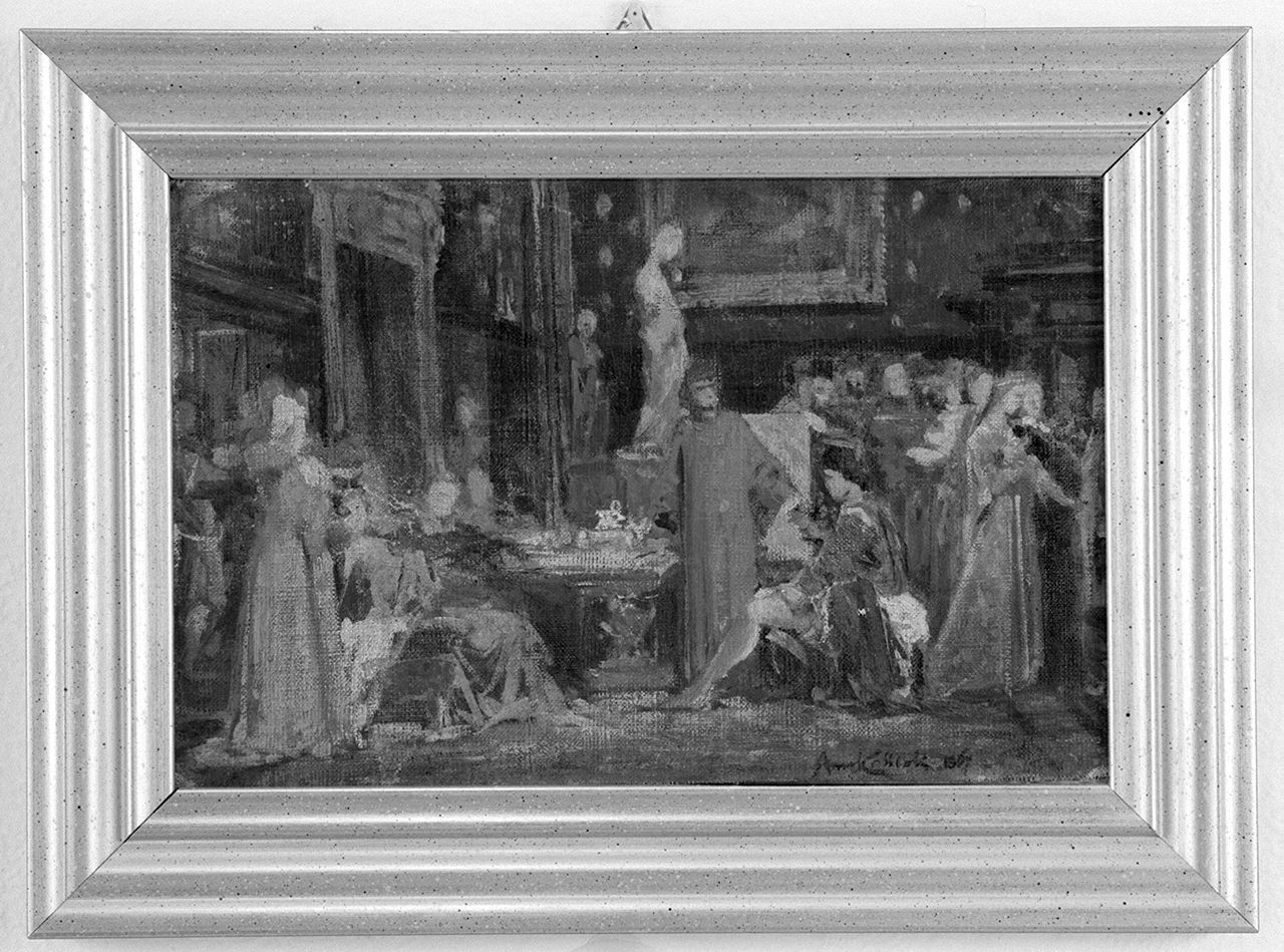 Lorenzo de' Medici detto il Magnifico riceve Galeazzo Sforza (dipinto) di Cassioli Amos (sec. XIX)