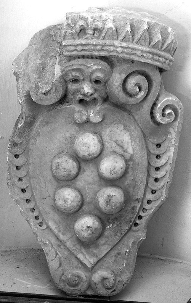 stemma gentilizio della famiglia de' Medici (rilievo) - bottega toscana (secc. XVI/ XVII)