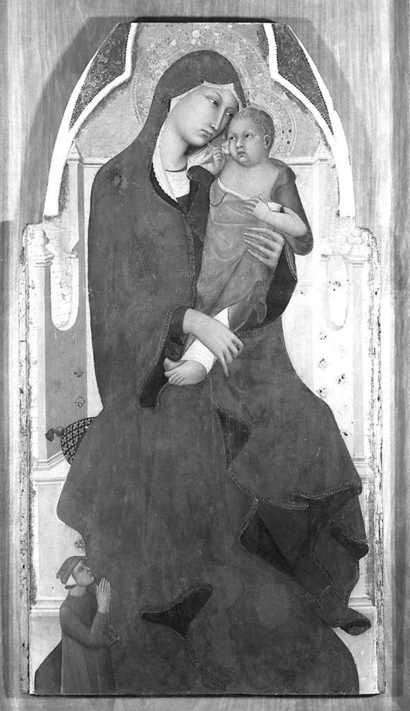 Madonna con Bambino in trono e donatori (dipinto) di Martini Simone (bottega) (sec. XIV)