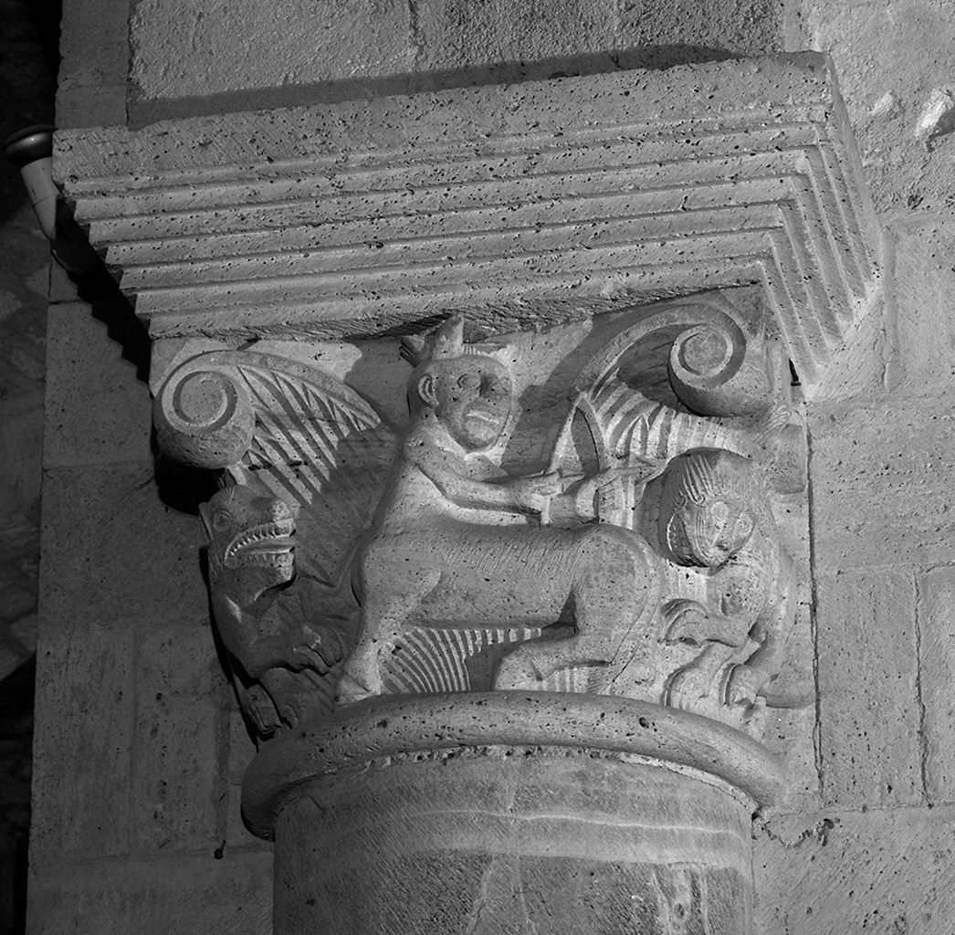 semicapitello, elemento d'insieme - ambito lombardo (sec. XII)