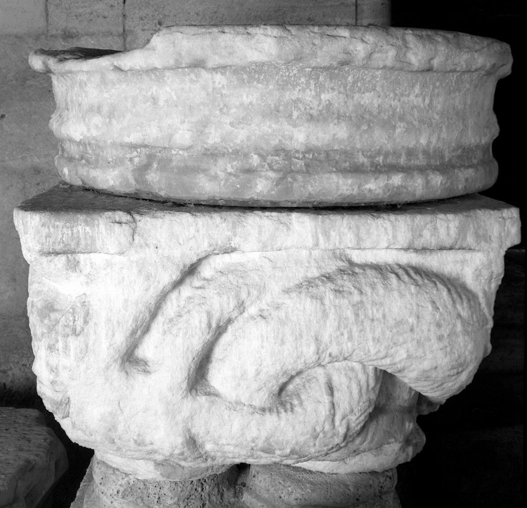 animali fantastici (capitello, elemento d'insieme) - ambito lombardo (sec. XII)