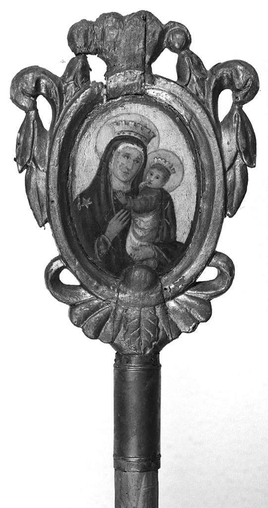 Madonna della Misericordia, Madonna con Bambino (mazza processionale) - bottega senese (prima metà sec. XIX)