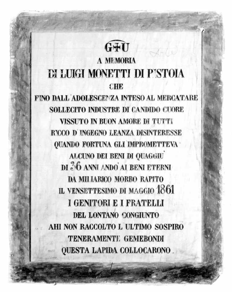 lapide commemorativa - produzione toscana (sec. XIX)