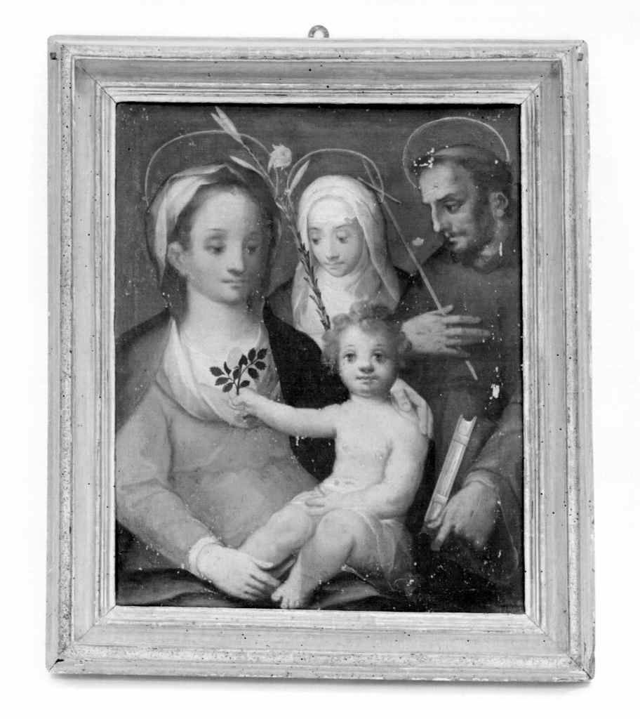 Madonna con Bambino, San Francesco d'Assisi e Santa Caterina da Siena (dipinto) di Casolani Alessandro (maniera) (secc. XVI/ XVII)