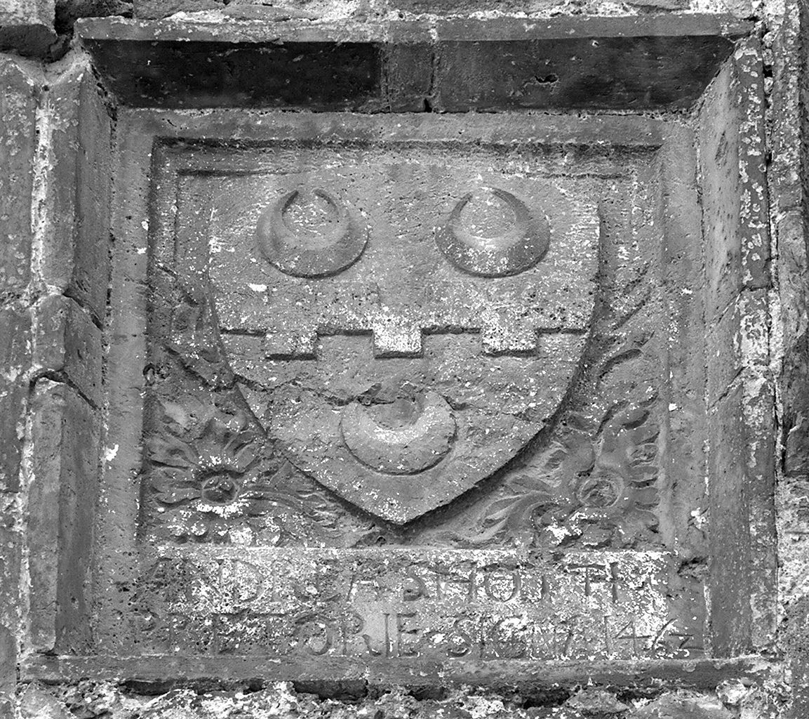 stemma gentilizio della famiglia Scottini (lapide) - bottega toscana (sec. XV)